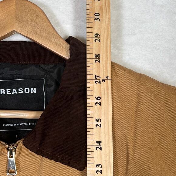 Reason Clothing Tradesman Work Jacket- Block colors- Tan long sleeve- Men Large - Picture 5 of 9